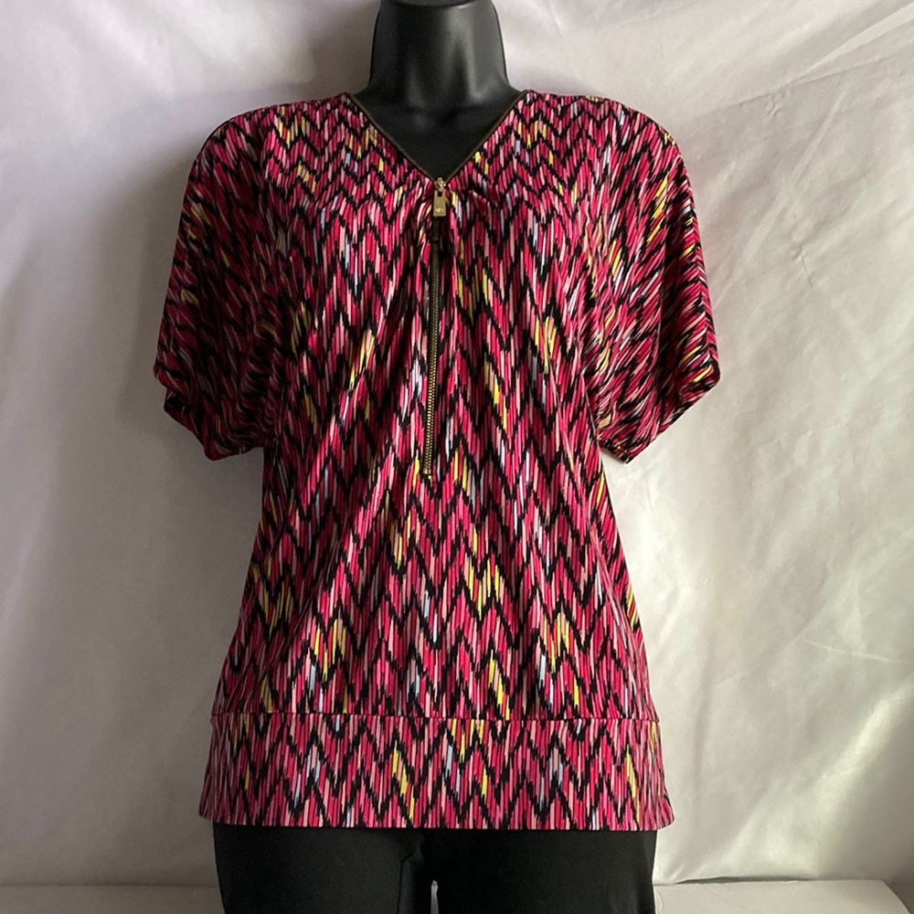 Chaus Front Half Zipper Pullover Blouse Size Large